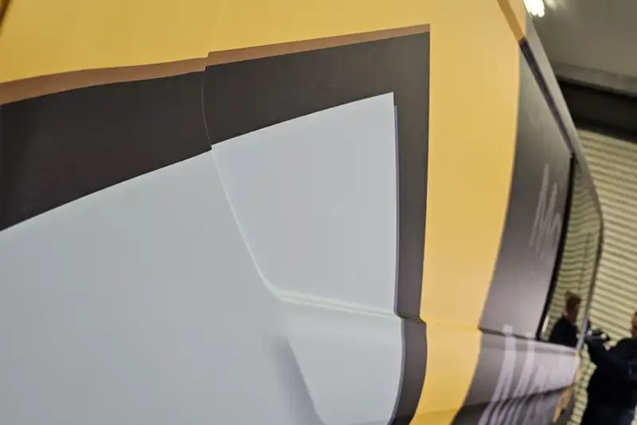 Close-up of vinyl wrap edge finishing on a commercial van at Wrap Your Car Kidderminster